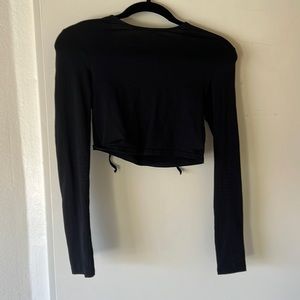 Black long sleeve crop top with back tie